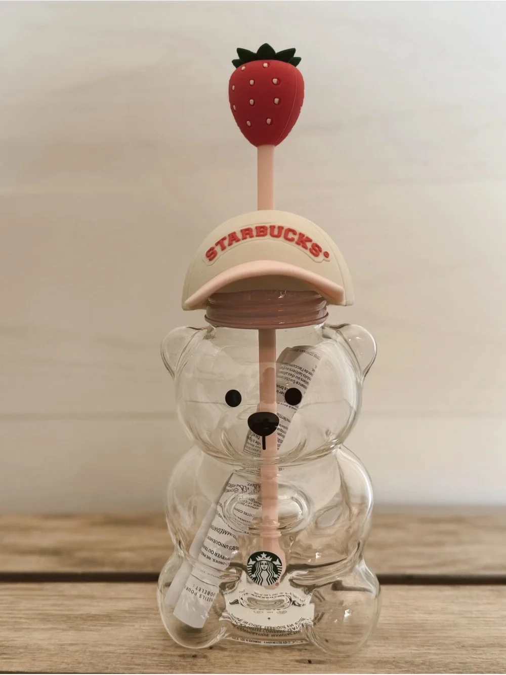 Starbucks pink tumbler w/pink strawberry straw and cap!